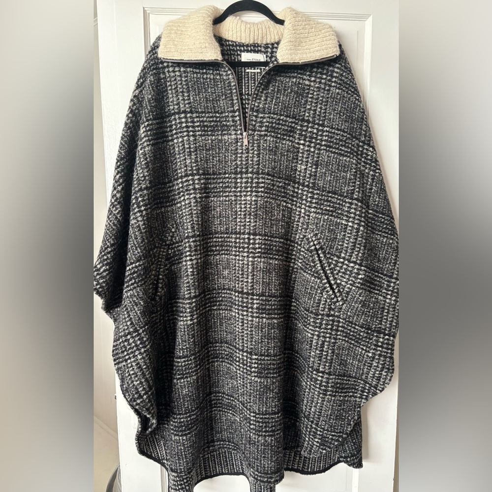Isabel Marant Etoile Black and White Plaid Cape